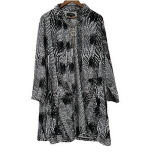 Calessa Tunic NWT Black Gray Half Zip Zipper Long Lagenlook Artsy Art To Wear 3X